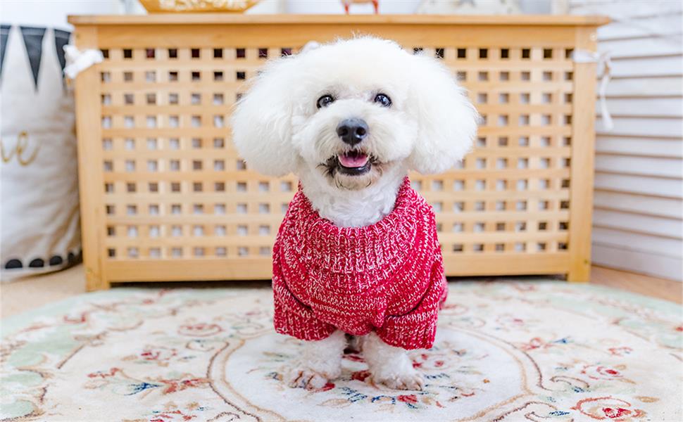 KOOLTAIL Пуловер з коміром-стойкою для собак, теплий зимовий одяг, розмір S (L, червоний)