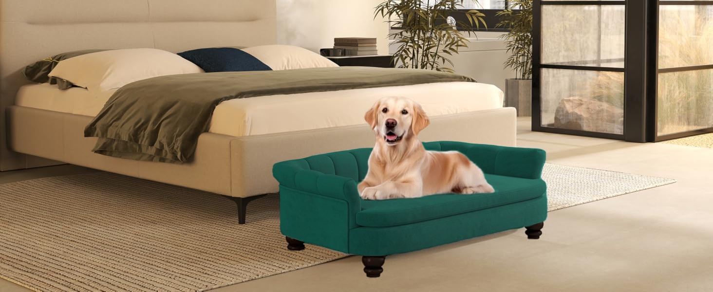 Диванчик для собак SEYNAR: м'яке крісло з велюру для великих та середніх собак, зручний диван для дому, миється