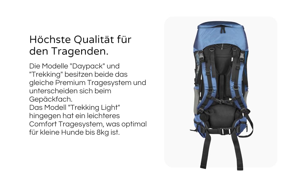 Hunderucksack Wanderpfote Trekking Light S, 8 кг, блакитний - переноска для собак та котів