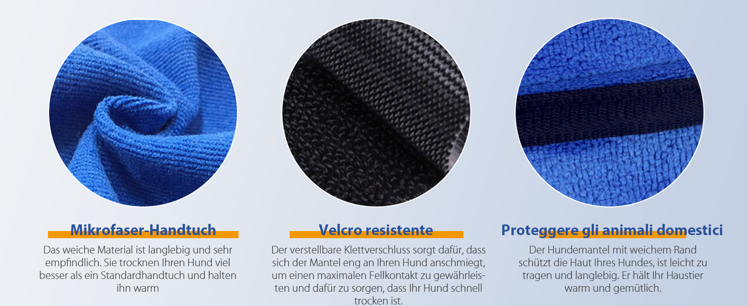 Рушник для собак з капюшоном, вбираючий рушник для сушіння після купання, підходить для собак та котів усіх порід, розмір L (блакитний)