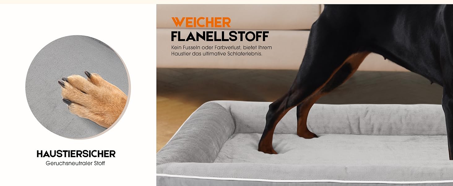 Ортопедичне ліжко для собак XL, корзина для собак, що можна прати, з піною у формі яйця, вологостійкий диван для собак з неслизьким дном та чотиристоронньою подушкою (світло-сірий, 117x76x19 см)