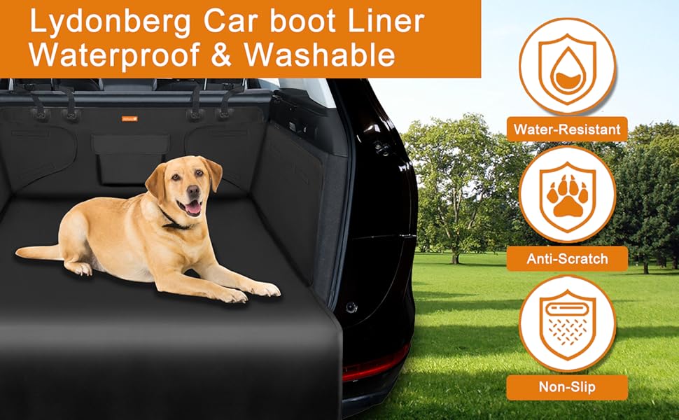 Захисна килимок у багажник для собак Lydonberg, універсальний, неслизький, водонепроникний, для заднього сидіння, міцний, можна прати, для подорожей в авто, вантажівці, SUV (чорний)