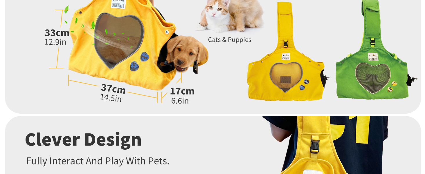 PETCUTE Сумка-переноска для собак і цуценят, жовта, регульована, дихаюча, для прогулянок та активностей на відкритому повітрі