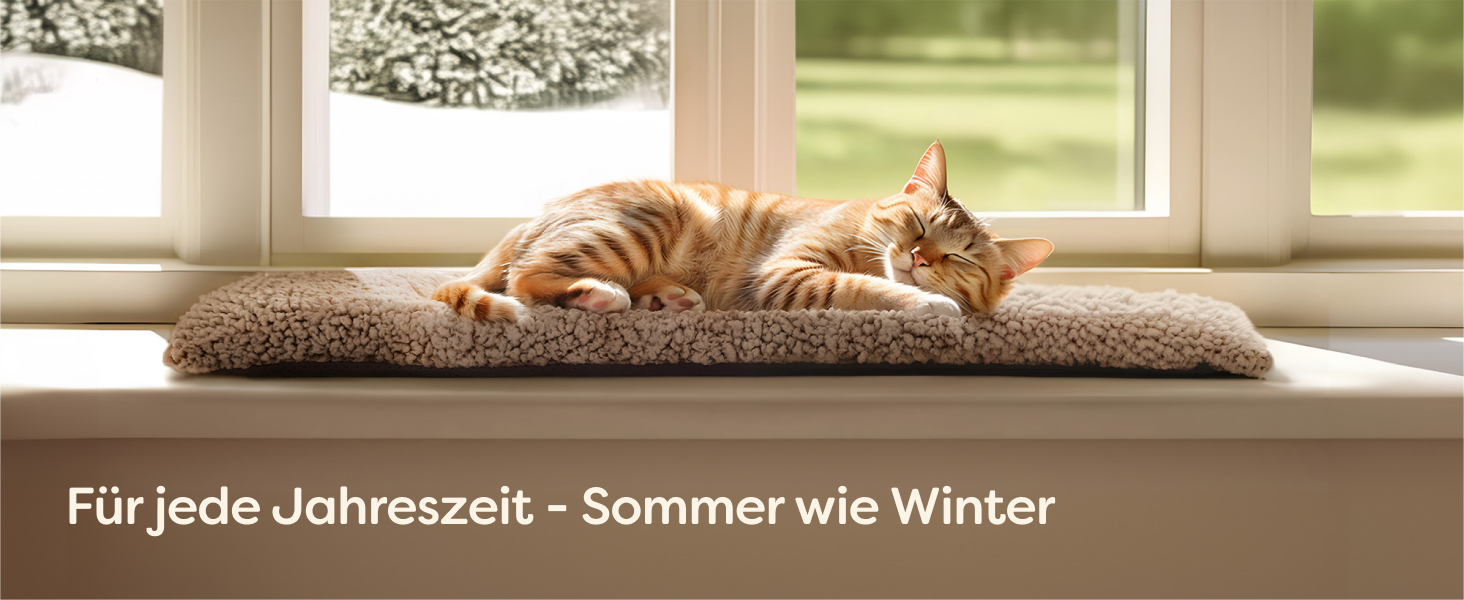 Лежанка для котів на підвіконня Knupis - самонагрівальний килимок 90x28 см, м'яка та затишна, знімний чохол (колір: коричневий)