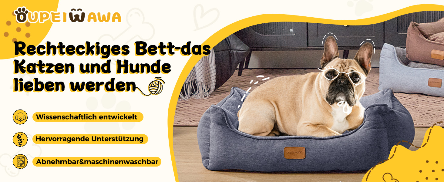 Ортопедичне ліжко для собак, малого та середнього розміру, 52x41x16 см, м'яке та комфортне, кошик для собак з високим бортиком, знімний та пральний чохол, неслизьке, для дому та автомобіля (темно-сірий, S)