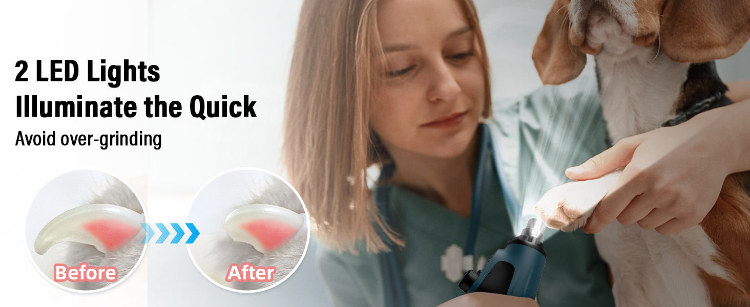 Шліфувальник кігтів для собак Casfuy Smarter Krallenschleifer 6-ступінчатий – 50% потужніший, з LED-підсвіткою, тихий, перезаряджається, для собак та котів різних розмірів, темно-синій