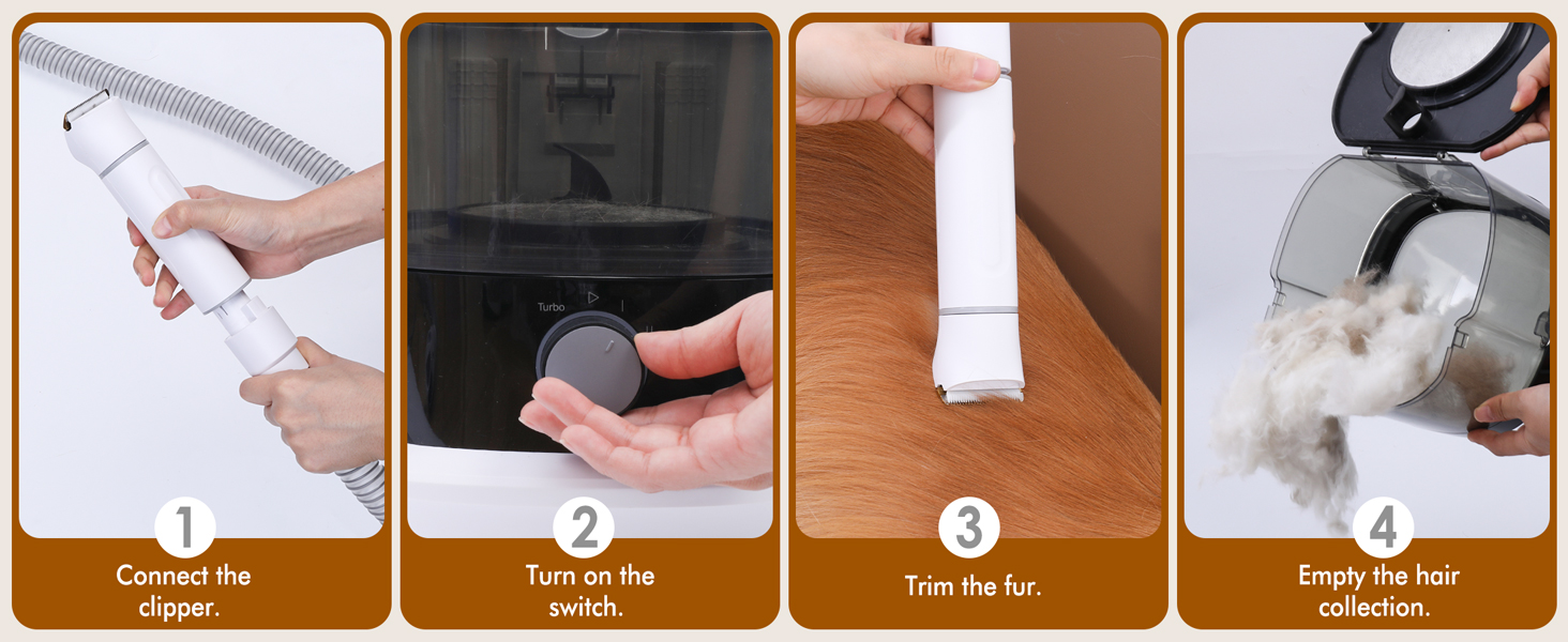 Rywell Професійна машинка для стрижки собак 4L з пилососом, 13000 Pa, 6 насадок для грумінгу, щітка для собак, пилосос для собак з щіткою, тиха