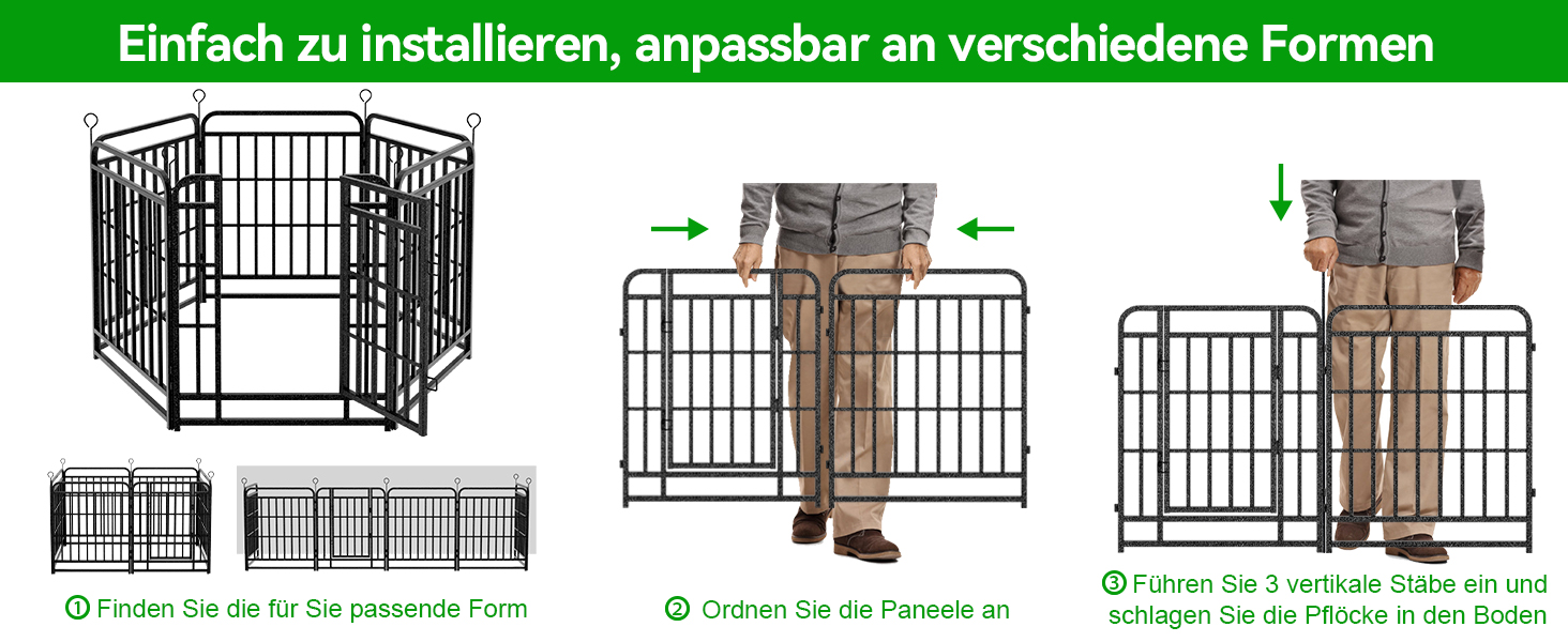 КіяГро вольєр для цуценят 544см, 8-секційний, розкладний, з дверцятами, для собак, котів, кроликів, для саду, без інструментів
