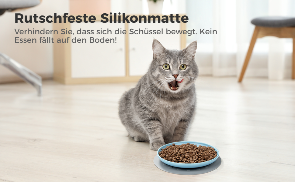Керамічні миски для котів, 3 шт. з антиковзними килимками, широкі та плоскі миски для котів та кошенят, білі (триколірні)