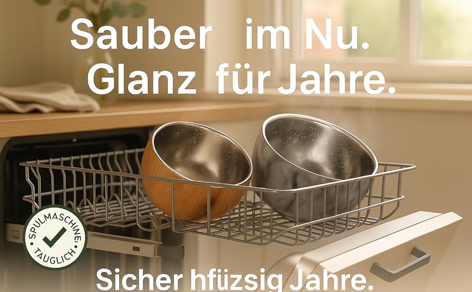 Німецький миска для собак Flamingo з нержавіючої сталі, 700 мл, Ø15,5 см, з подвійними стінками для тривалої свіжості, з антиковзким покриттям, придатна для миття в посудомийній машині, дерев'яна підставка Oase