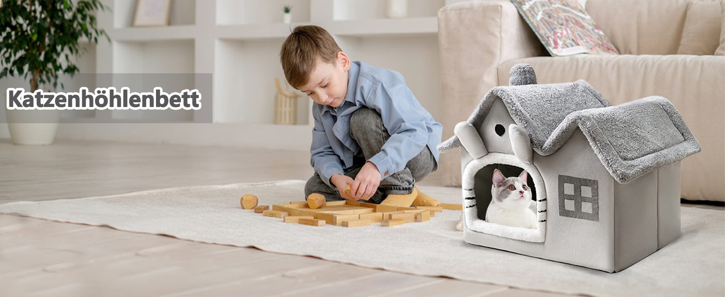 Кігтеточка-будиночок для котів Galatée, тепла та затишна, сіра, велика (L)