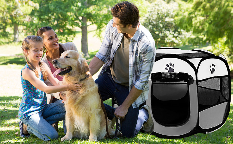 Клітка-вигул для цуценят та котів, сіра, SAC2409035