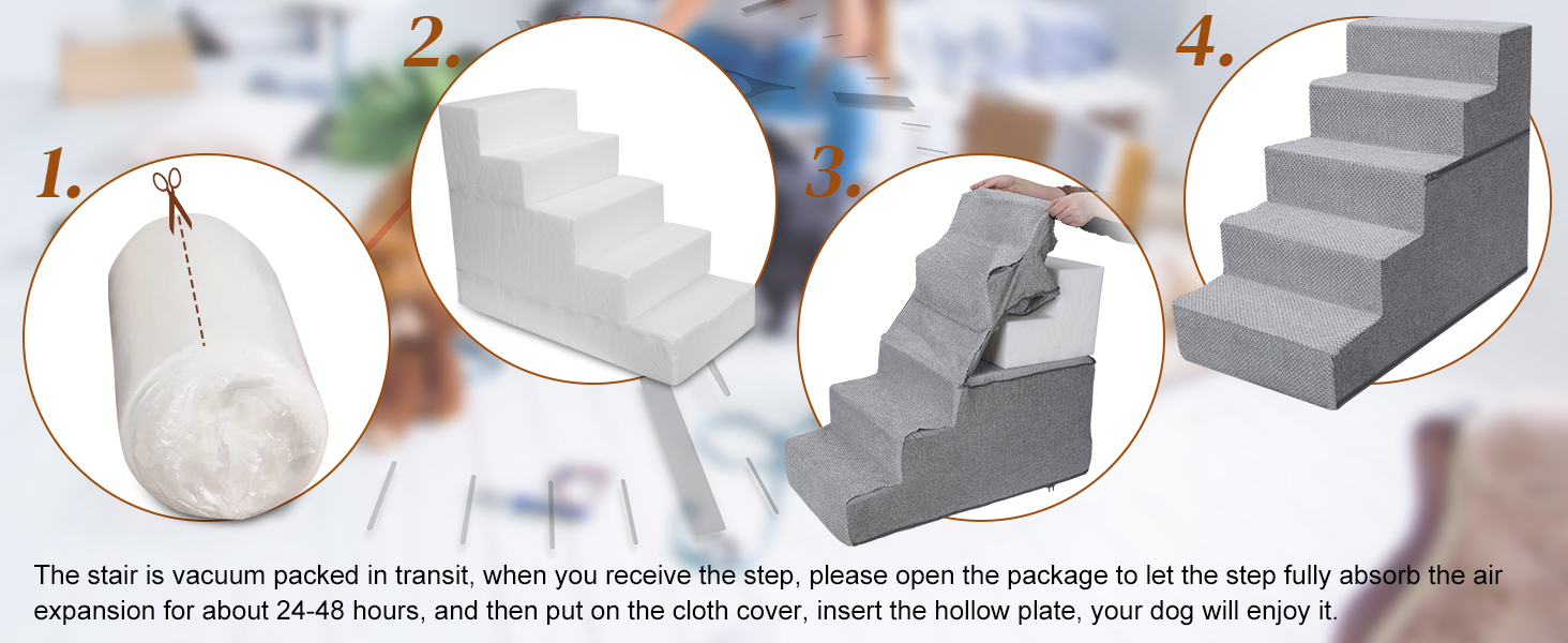 Сходинки для собак Eukue: 5 сходинок, складані, для маленьких та великих собак, з антиковзким покриттям, для доступу до ліжка/дивану, сірого кольору