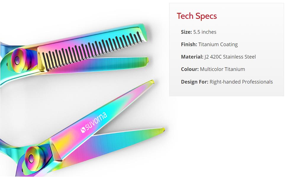 Набір професійних ножиць для стрижки волосся Suvorna 5.5 дюймів (2 шт.) - ножиці для фрізурів, барберські ножиці, ножиці для розрідження волосся. Для салонного використання.