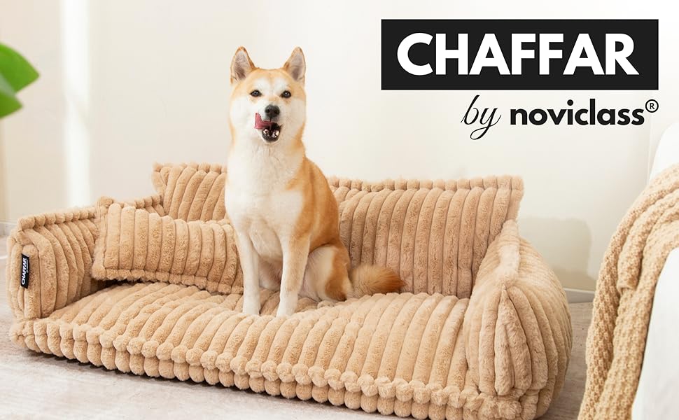 Софа для домашніх тварин Chaffar: ліжко для собак та котів з ортопедичним матрацом, сучасний стиль, матеріал - Cord, розмір XL (120 см)
