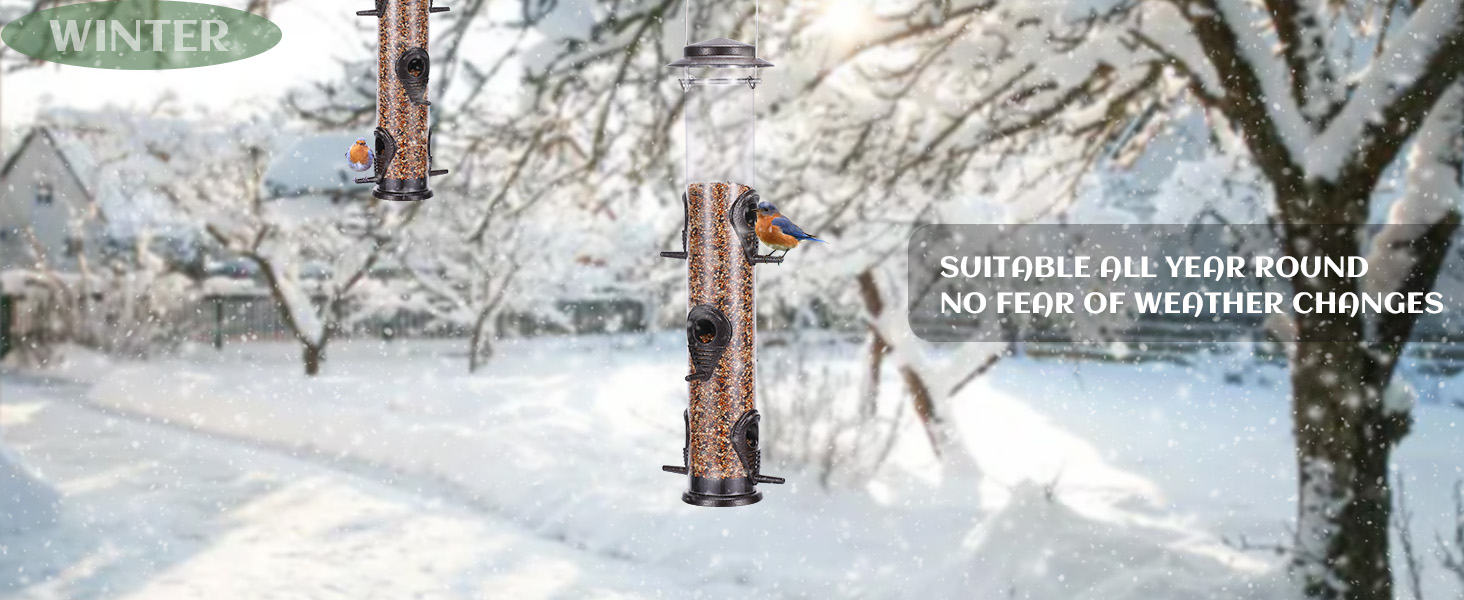 Годівниця для птахів Mixxidea з металевої труби для вулиці, 6 портів, підвісна годівниця для диких птахів