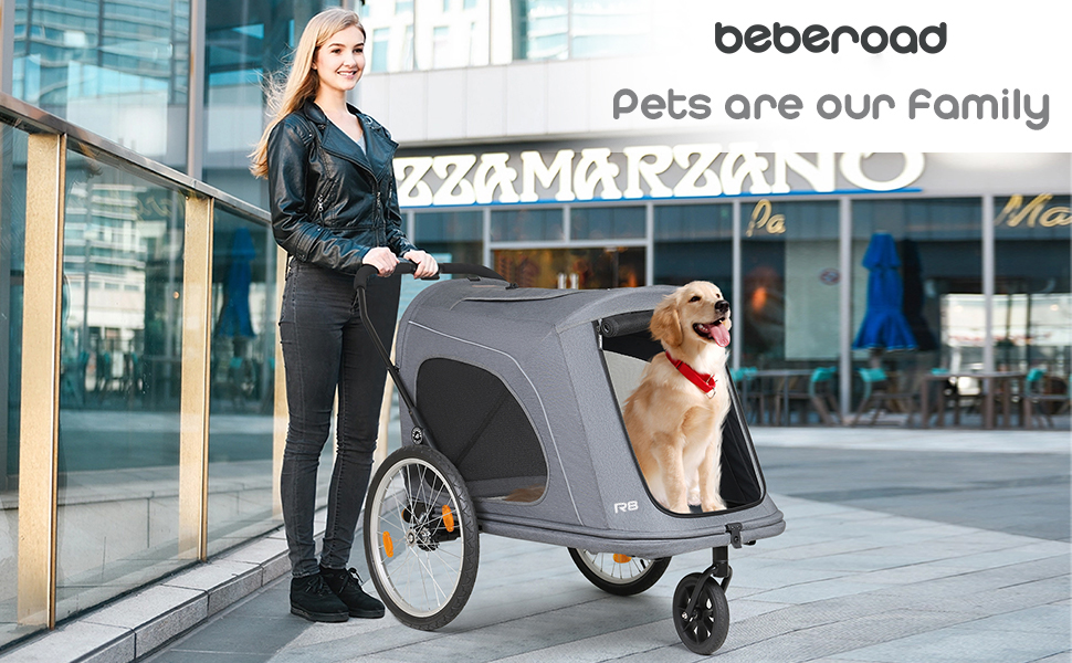 Beberoad 2-в-1 Причіп для собак на велосипед та візок, складаний, до 45 кг, R8 (Чорний)