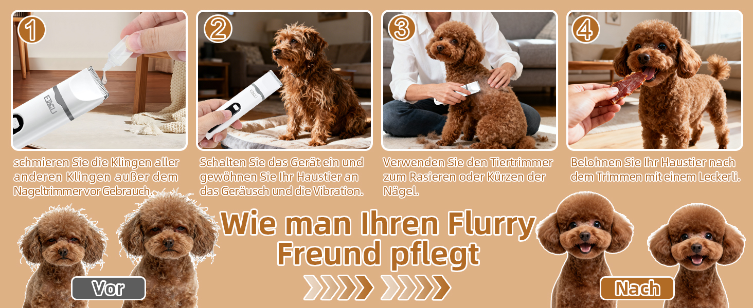 ETACCU 4в1 Безшумна машинка для стрижки собак та котів з LED-дисплеєм. Машинка для стрижки, триммер для лап, точилка для кігтів. Для тіла, лап, очей, вух, обличчя.