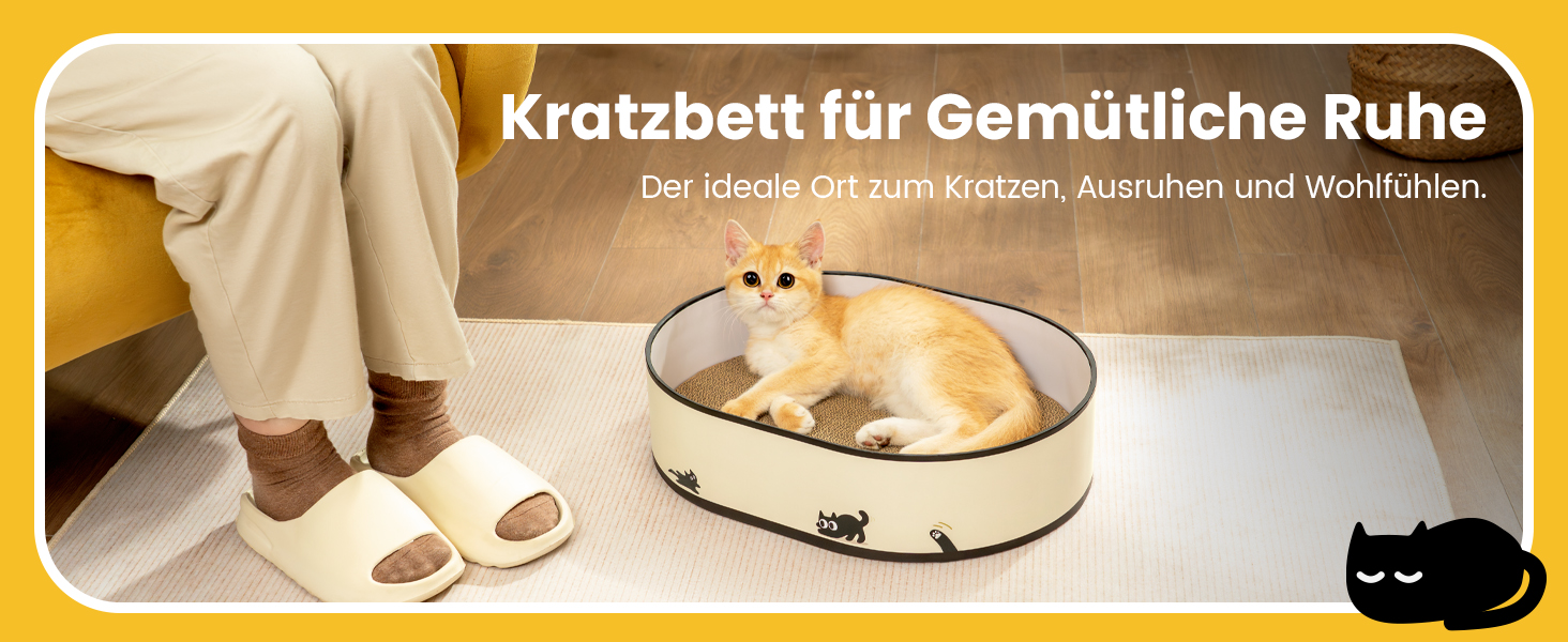 Кігтеточка для котів з будиночком та 4 змінними шарами - велика кігтеточка з міцного гофрокартону, двосторонні шари з наклейками DIY - лежанка для котів у квартирі, захист меблів, чорна, велика