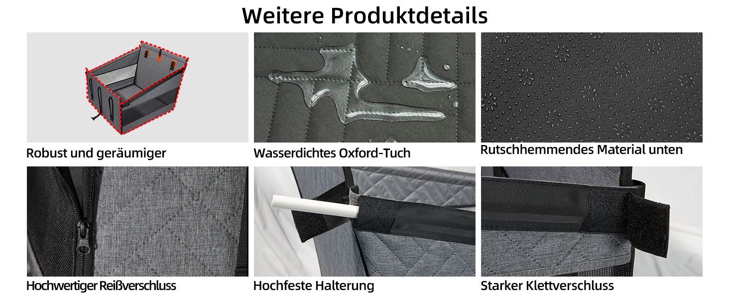 Автокрісло для собак великих порід до 25 кг – безпечний чохол на заднє сидіння, міцне автокрісло-бустер з подовжувачем для заднього сидіння та водовідштовхувальний килимок для собак (Сірий, S)