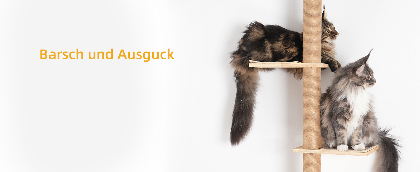 Багатоярусна кігтеточка-стінка для котів з 5 сходами, 5-ярусні полиці для відпочинку та ігри, з міцними кігтеточковими стовпчиками, з антиковзними килимками, для великих котів