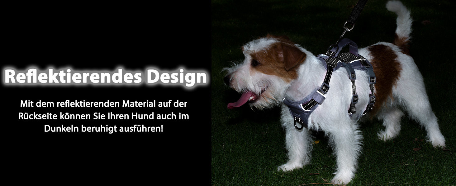 Шлейка Huntboo для собак - запобігання вириванню, шлейка від паніки, світловідбиваюча шлейка з ручкою, регульована шлейка для собак маленьких, середніх та великих порід (Чорний, S)