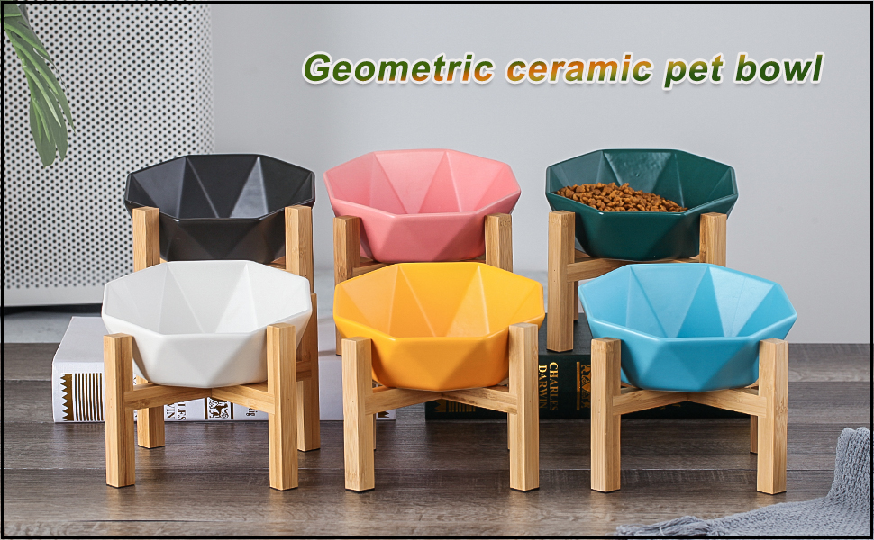 Керамічна годівниця для котів та собак з підставкою, похила, нахилена - HCHLQLZ