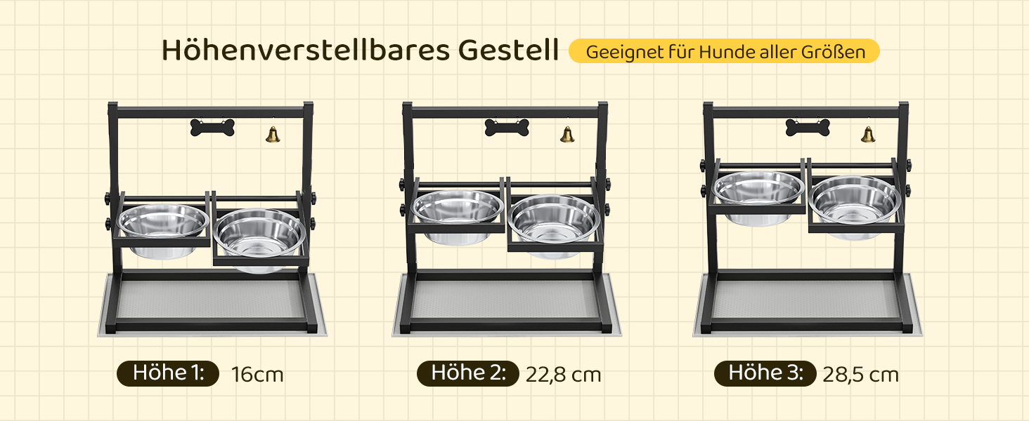 Підвищена годівниця для собак з регулюванням висоти та кута, 2 миски, антиковзаюча підстилка