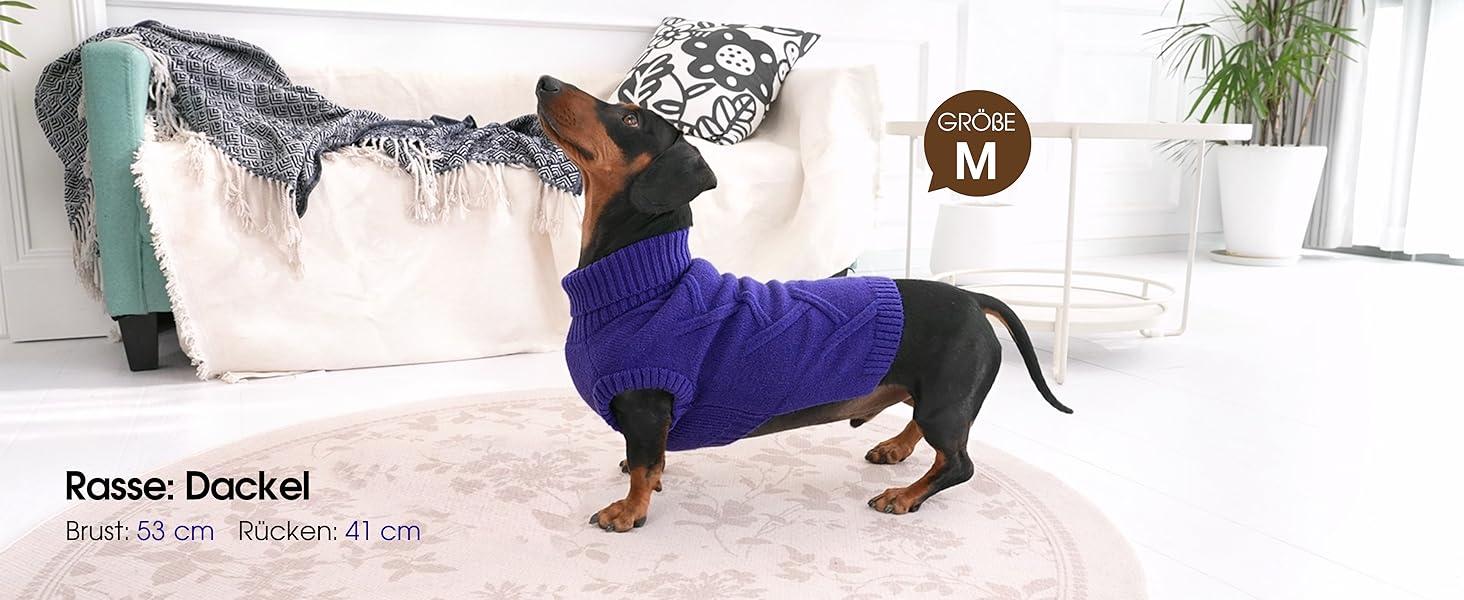 Пуловер для собак середніх порід Queenmore, м'який та теплий, фіолетовий, розмір M