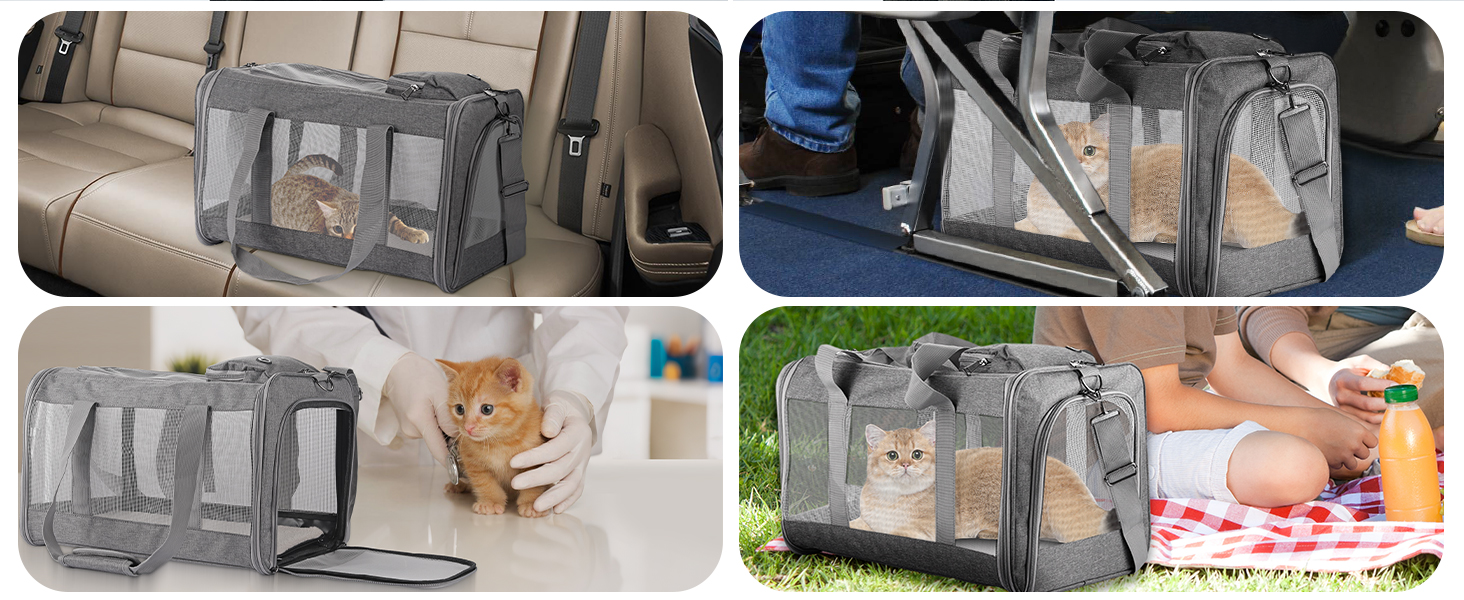 Транспортна сумка для котів та собак середнього розміру TAIKURA, складана переноска для тварин, дихаюча та миюча, з плечовим ременем, 44x31x31 см