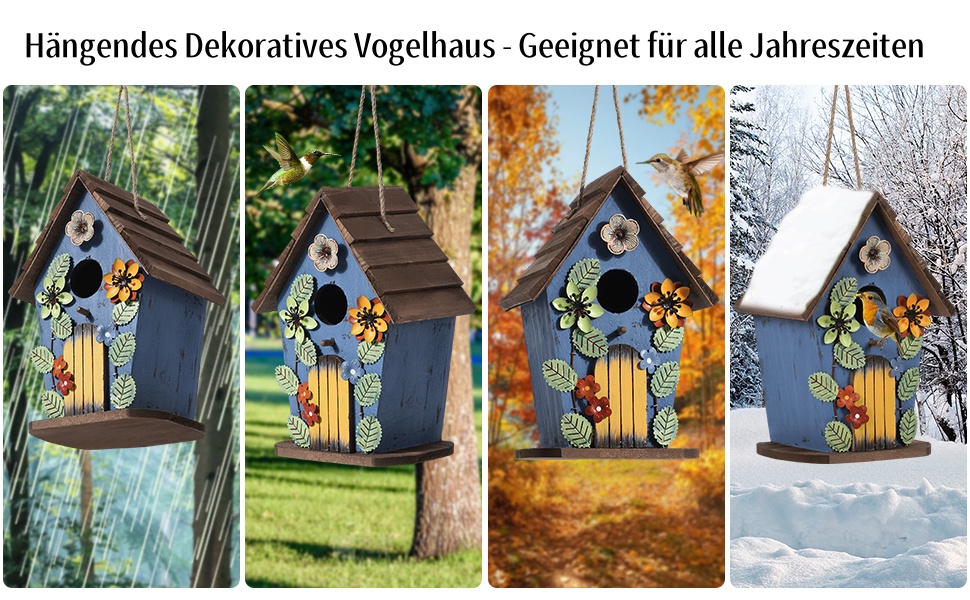 Дерев'яний будиночок для птахів JAZUIHA - годівниця для диких птахів, садовий декор, 40 мм отвір