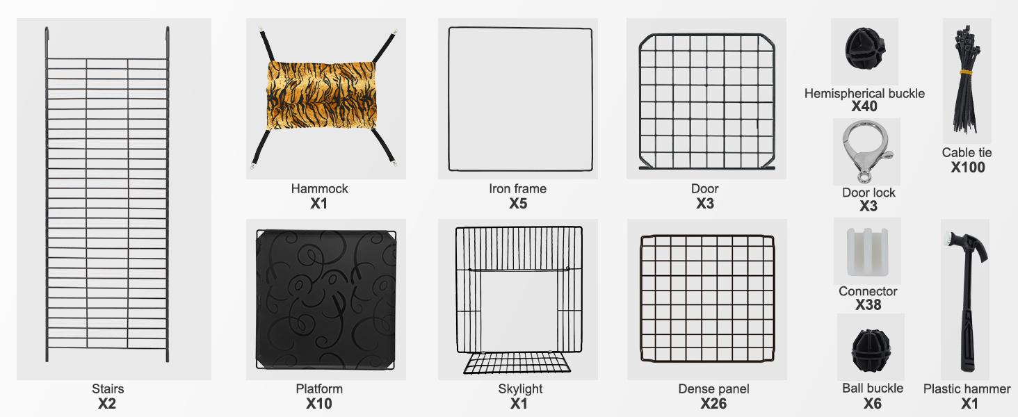Клітка для котів YITAHOME на вулицю, металева 3-ярусна клітка-вольєр для котів з 3 дверцятами та 2 сходами, з гамаком, 72x72x104 см