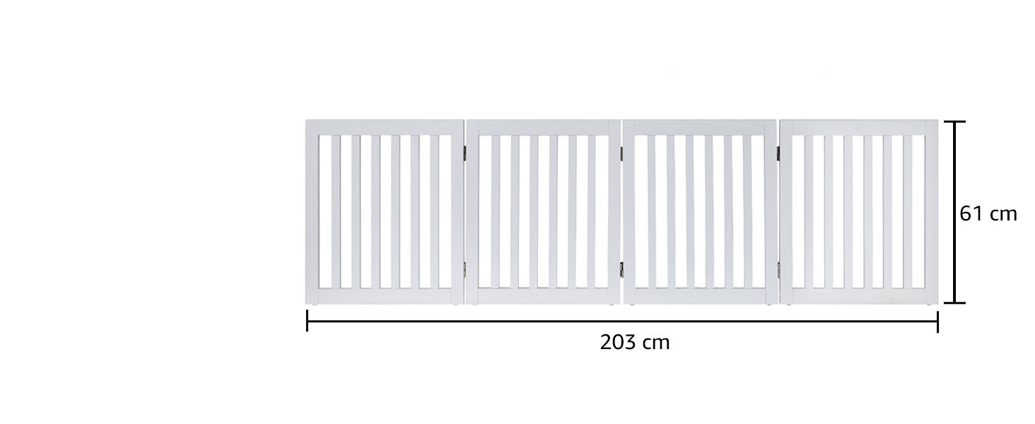 Захисний бар'єр для собак Unipaws - відбійник для сходів без свердління, дерев'яне дитяче ворота, білий (4 елементи, 61 см) 204 x 61 см