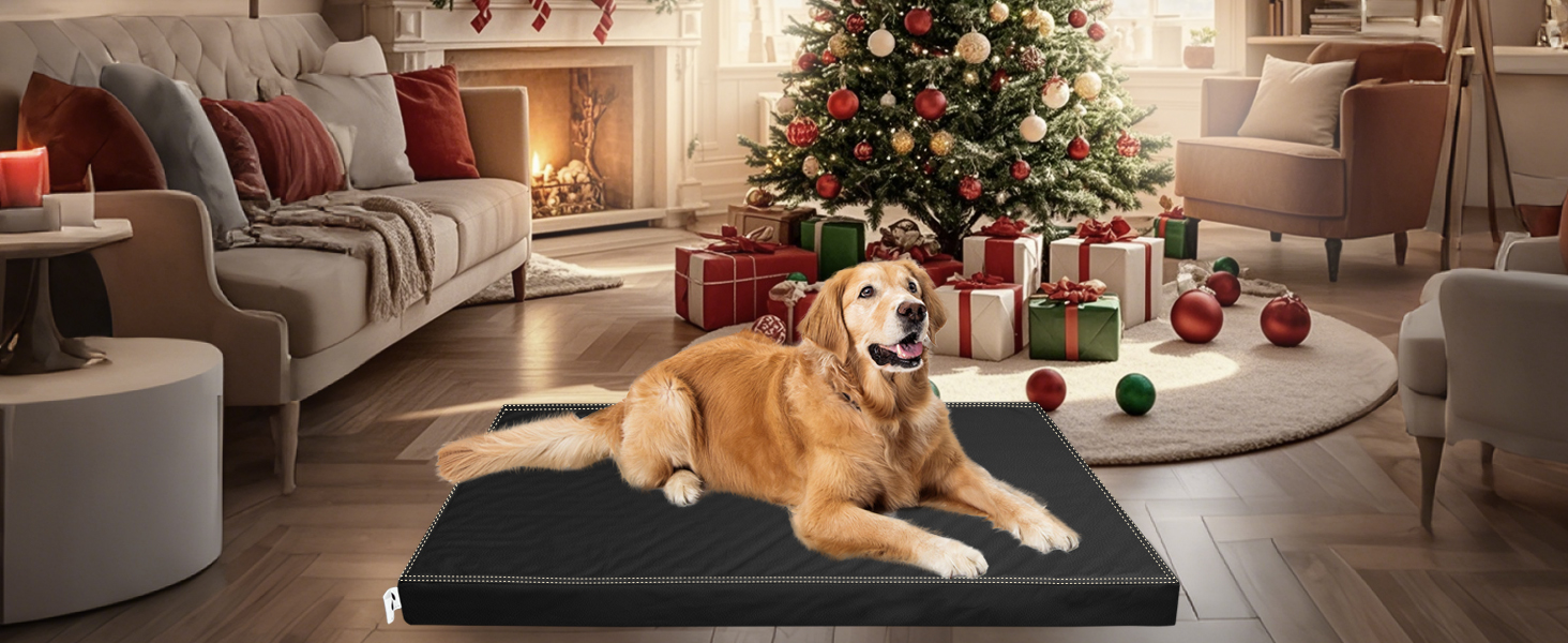 Ортопедичне ліжко для собак великих порід від GUANGDEEN - м'яке, знімний чохол, чорний колір, 116x71x7 см