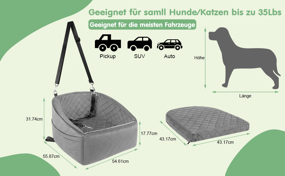 Автомобільний лежак для собак на заднє сидіння, 50x52x28 см, сірий. Лежак для собак у машину з кріпленнями, водовідштовхуючий, для маленьких та середніх порід