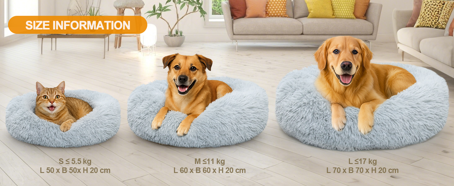 М'яке ліжко для собак та котів, зручне та тепле, 60 см, світло-сірий колір