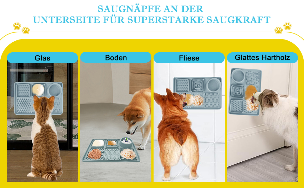 Силіконова килимок-заспокійвач для собак та котів Cooltto з мискою з нержавіючої сталі, з присосками, для грумінгу, миття та тренувань (Сірий, Модель A- 6 в 1 з 59 присосками)