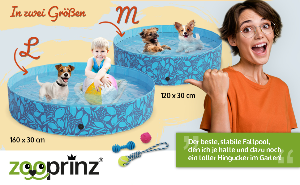 Складаний басейн для собак і дітей zooprinz, міцний, нековзкий, 160/120 x 30 см
