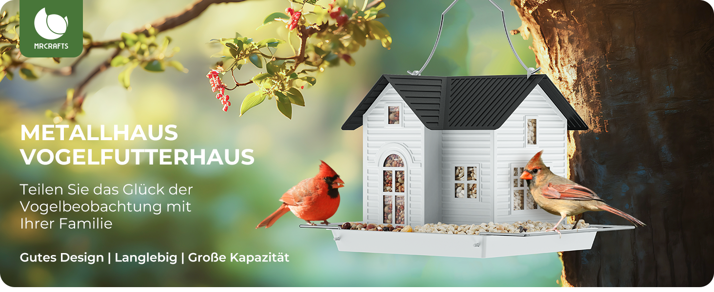 Сонячна годівниця для диких птахів Mrcrafts, металева підвісна годівниця з LED підсвіткою