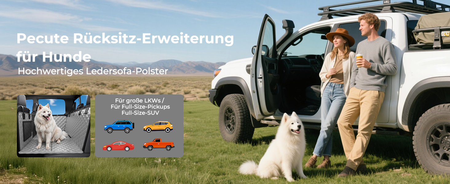 Плед для собак у машину Pecute з жорсткою основою, 133*62 см, сірий XL. Водонепроникний, антикігтунний, 3-в-1 (розширення сидіння, чохол, сітка). Підходить для великих SUV/LKW, до 150 кг.