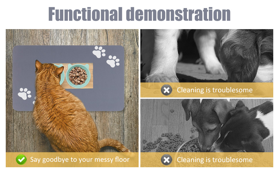 Килимок під миску для собак та котів, суперпоглинаючий, нековзний, миючий, 40x60 см (Світло-сірий)