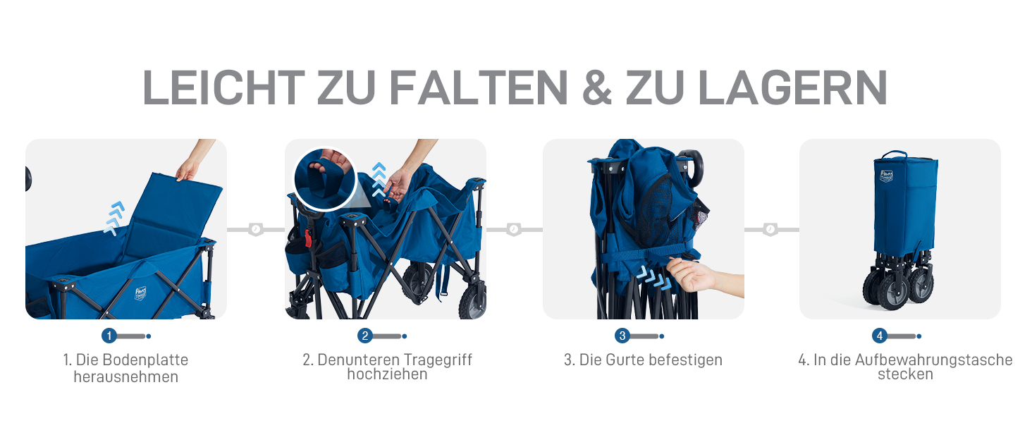 Возик вантажний Timber Ridge XXL, складаний, з кишенею та тримачем для напоїв, для саду, кемпінгу, покупок (Блакитний)