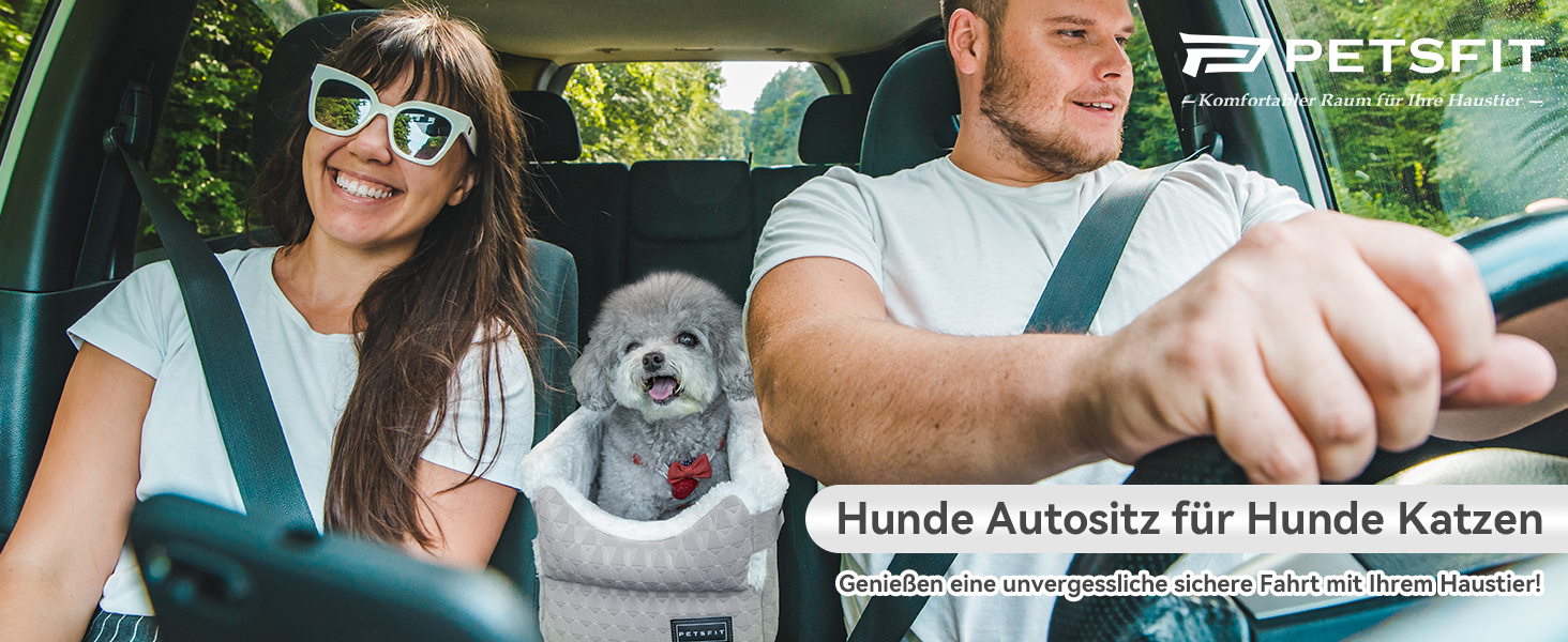 PETSFIT Автокрісло для собак у середню консоль авто, сіре та біле, до 4 кг