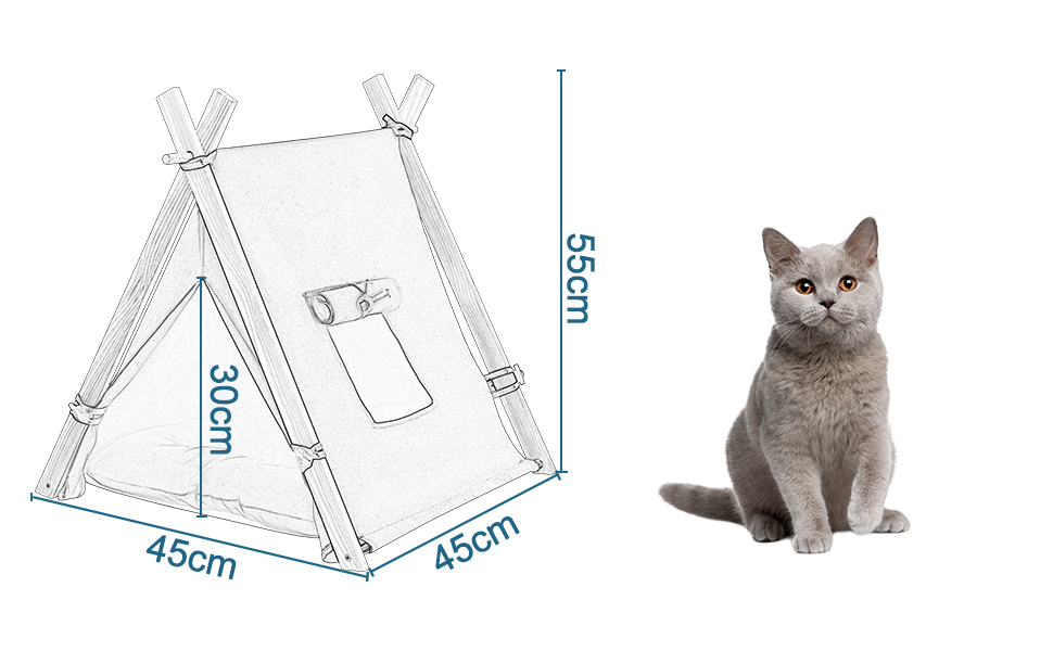 Тіпі для собак та котів, розмір M, 60x70x60 см, білий - EUGAD
