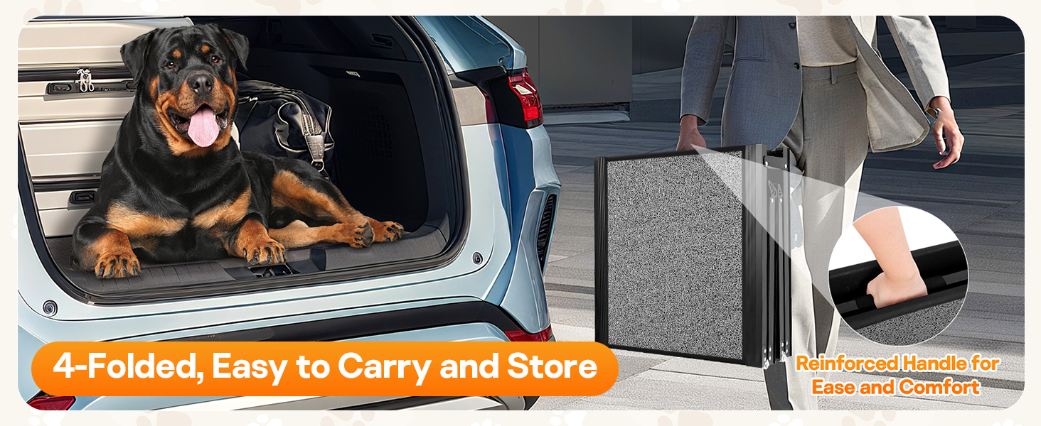 Рампа для собак до автомобіля, складана, до 115 кг, з антиковзким килимком, для вантажівок та SUV, великі та середні породи