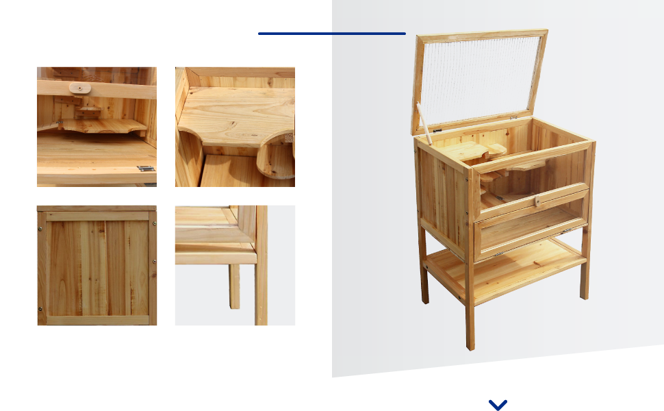 Клітка для тварин Wiltec 3-ярусна, 600x400x800 мм, дерев'яна, з відкидним верхом та оглядовим вікном, для мишей, хом'яків, 600 x 400 x 800 мм