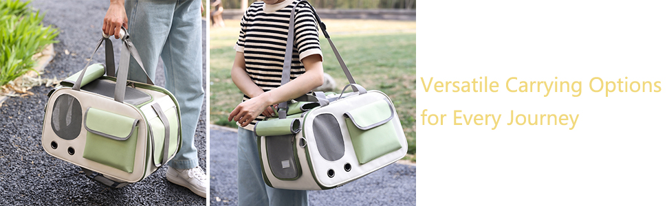 Транспортна переноска для котів та собак, складна, легка та міцна, сертифікована для авіаперевезень, з дихаючою сіткою та надійними застібками, ідеальна для подорожей (зелена)