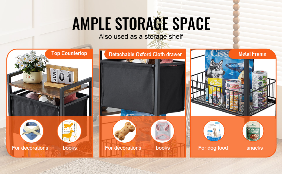 Підставка для корму для собак VEVOR, 92 x 27 x 75 см, з піднятими мисками, для великих, середніх та маленьких собак