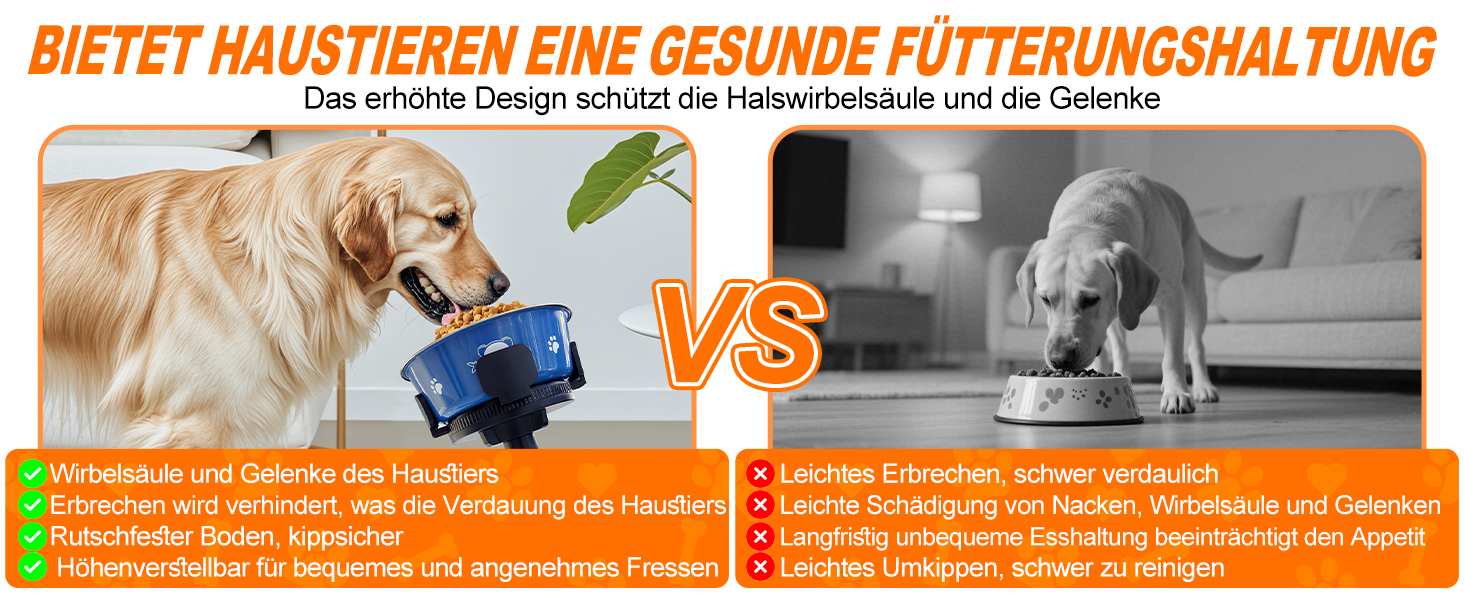 Підставка для годівлі собак, регульована висота, миска для води та корму, 3 рівні, стабільна та неслизька, для малих, середніх та великих собак (Блакитна)