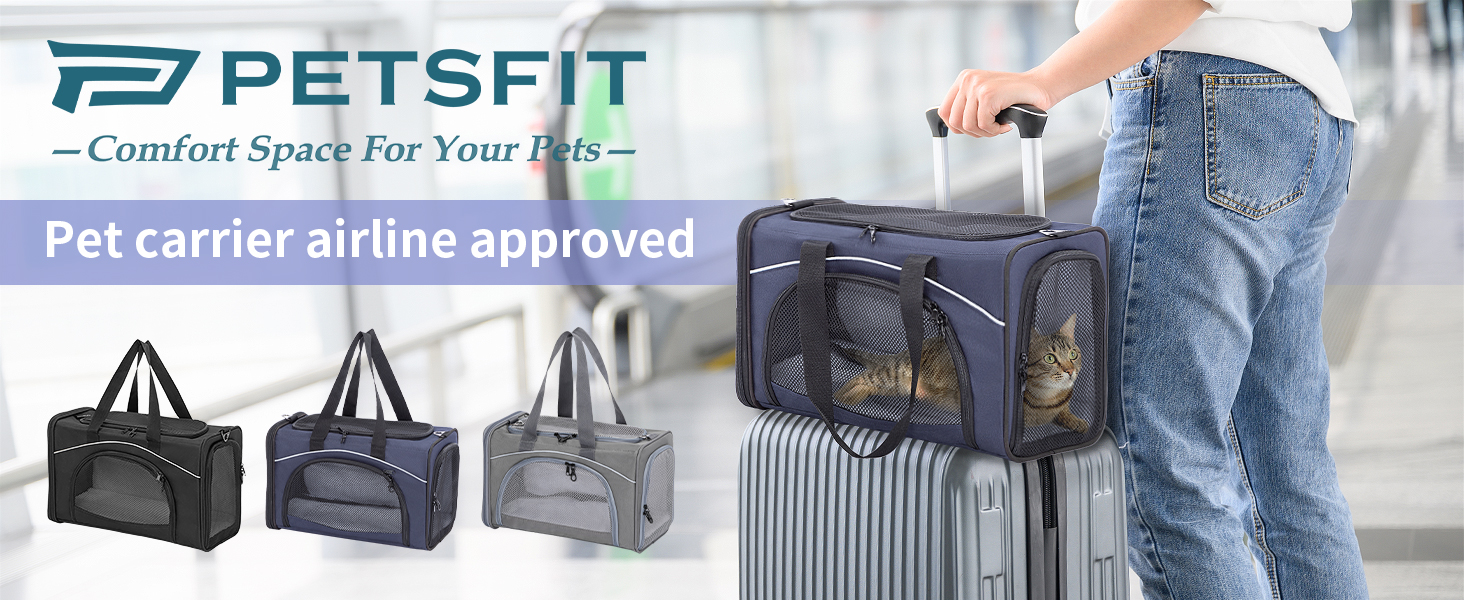 Транспортна переноска для собак та котів Petfit, чорна. Ідеальна для подорожей літаком, автомобілем або поїздом. Підходить для маленьких собак та котів.